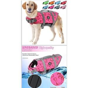 EMUST Dog Life Preserver Vest Pink L – High Buoyancy Swim Boat Safety NEW